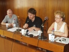 seminář uváděla Hana Bubeníčková, uprostřed přednášející Jan Přenosil, vlevo Pavel David